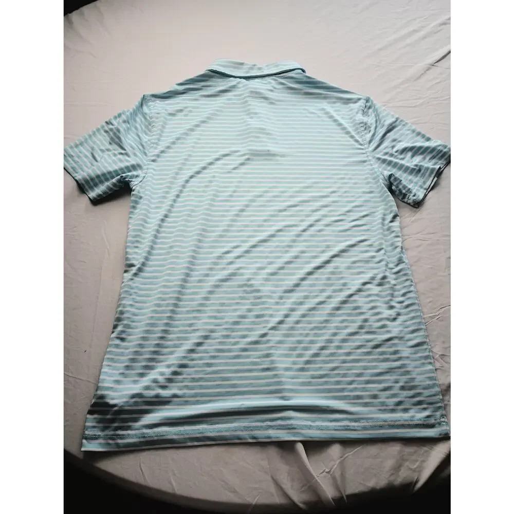 Rorie Whelan Polo Shirt Men Medium Blue‎ Stripe White Golf Wicking